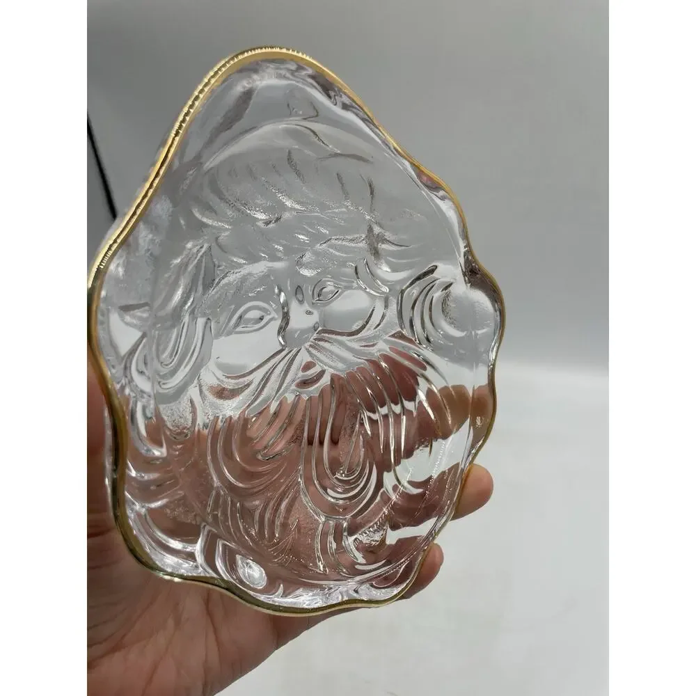Mikasa Studio Nova Santa Face Glass Dish Gold Trim